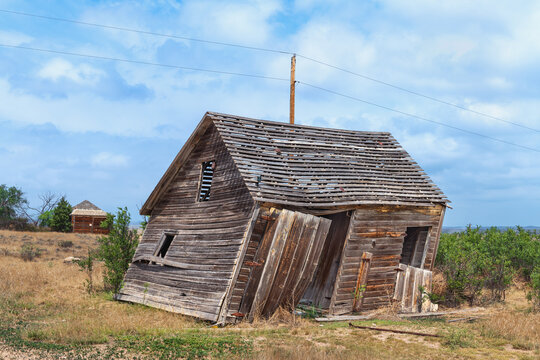 Collapsing old wooden shack in the Great Plains