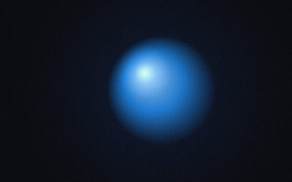 Blue glowing abstract sphere with grainy texture on black background