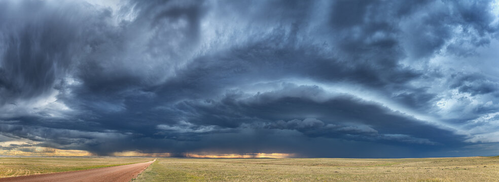 Storm cell formation in Tornado Alley over vast prairie