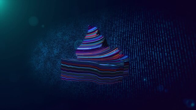 Animated futuristic background featuring a glowing Liechtenstein map reveal with colorful neon lines, digital grid, particle effects, light flare, bokeh, and Liechtenstein text reveal.
