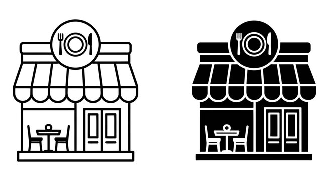 Cafe storefront building vector illustration