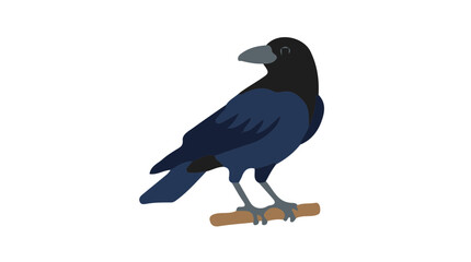 Fototapeta premium Flat Design Color Icon of a American Crow Vector Illustration