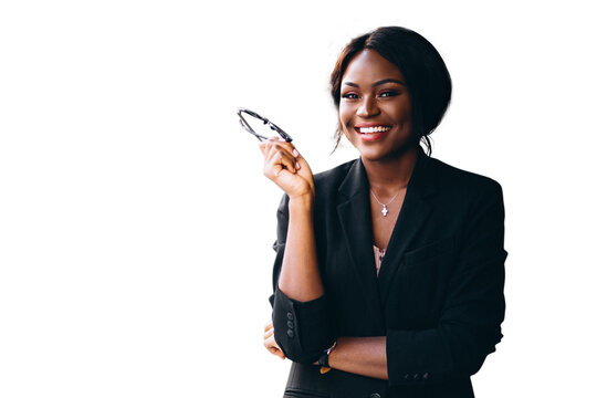 African american business woman by the window