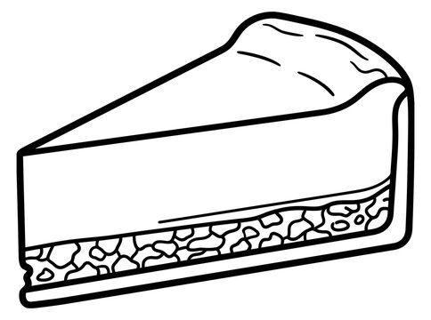 Slice of cheesecake outline vector illustration