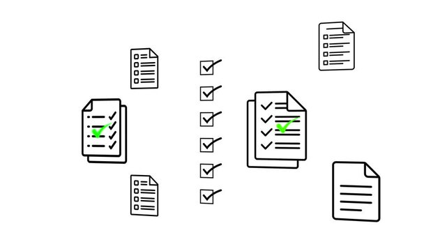 Document management concept,  check electronic documents on digital documents on virtual screen Document Management System and process automation. Motion graphics of document concept.