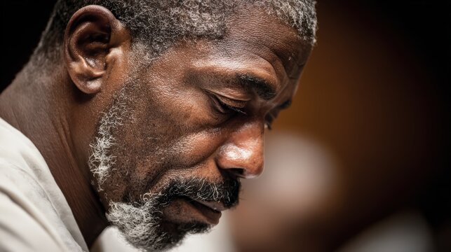 Older Man With Gray Beard Introspective Portrait Close Up