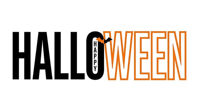 Halloween Word Design with Vertical Happy Insert and Orange Outline Letters