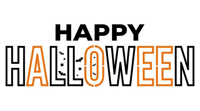 Happy Halloween Two Tone Stencil Lettering with Halloween Cut In Details