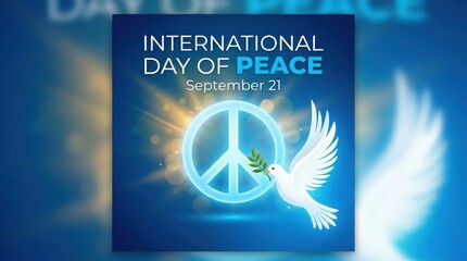 Naklejka premium International day of peace poster with dove and symbol