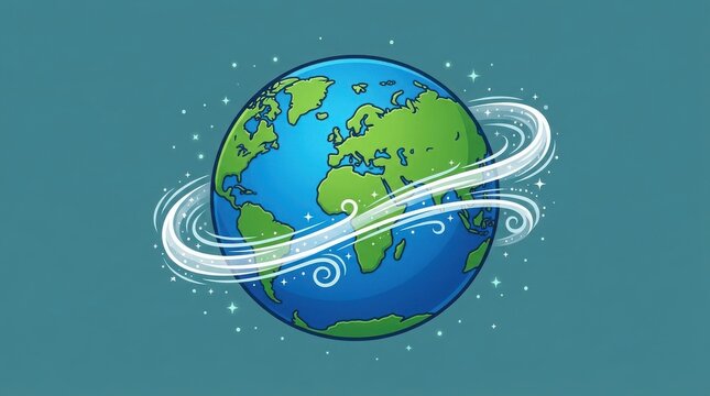 Earth with swirling wind currents