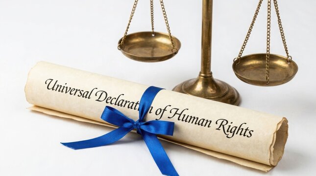 Universal declaration of human rights document isolated on white background
