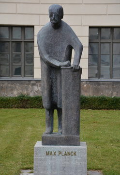 BERLIN, GERMANY: The statue of Max Planck by Bernhard Heiliger at Humboldt University of Berlin in Berlin-Mitte, Germany.
