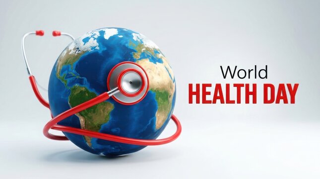 World health day concept with earth globe and stethoscope
