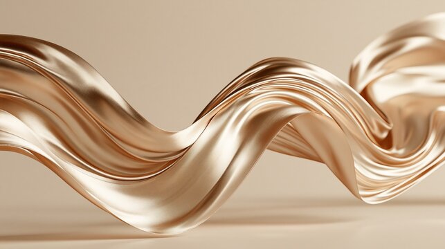 Rich and shiny golden fabric waving and folding to create an elegant and luxurious abstract background.