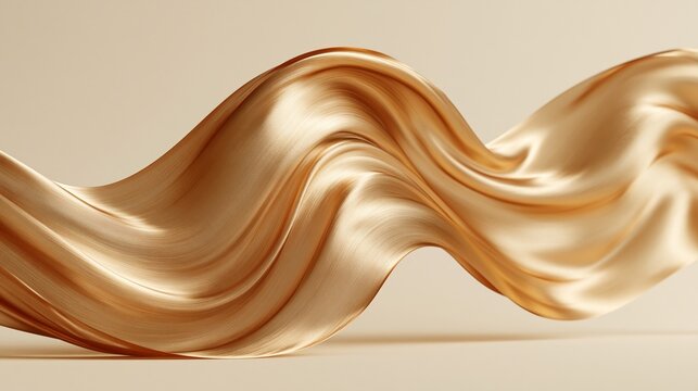 Elegant abstract backdrop consisting of folded and draped shiny golden silk textile.