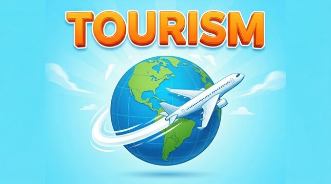 Tourism concept with globe and airplane