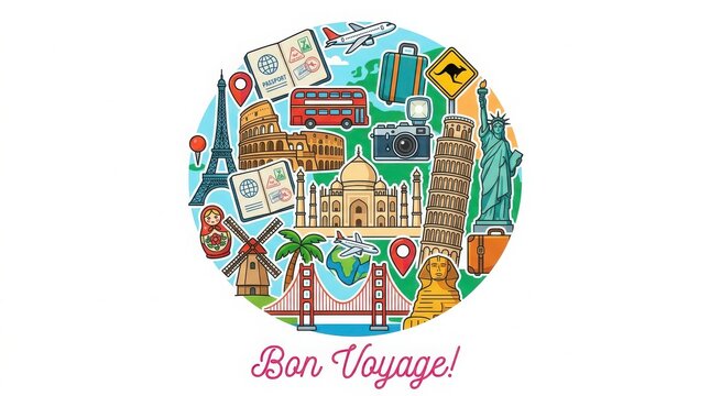 Bon voyage travel concept illustration