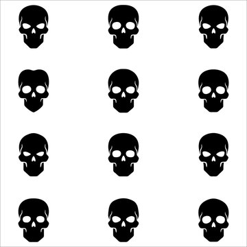 Black skull icons arranged in a grid on a white background