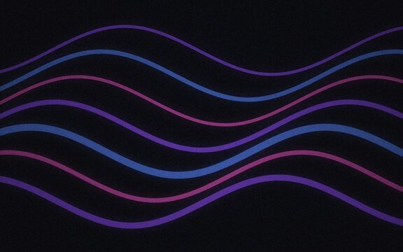 Vibrant purple and blue abstract wavy lines on dark background