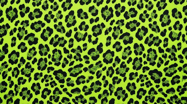 Seamless abstract pattern featuring a vibrant neon lime green leopard print design for fashion and textile backgrounds
