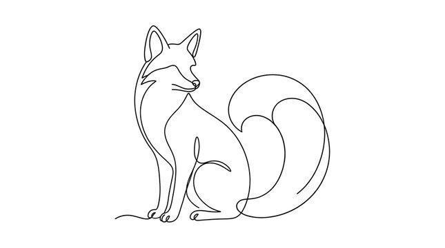 Fox Vector Illustration, Cute Cartoon Wildlife Animal Design with Fluffy Tail, Fur, Outline and Character Drawing Isolated on White Background