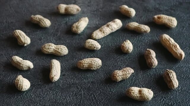 An Asian hand is seen picking a nut from a pile against a black background, then returning only the shell.