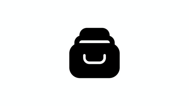 Animated minimal backpack icon on white background