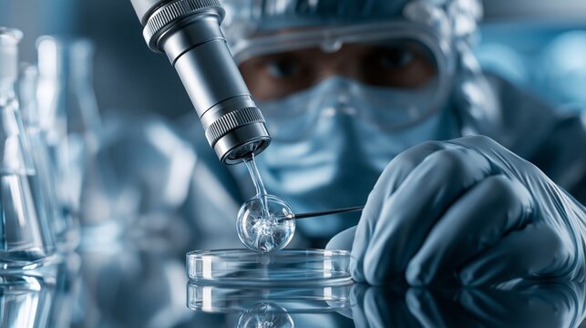 Scientist conducting research in a lab using advanced tools for experiments.