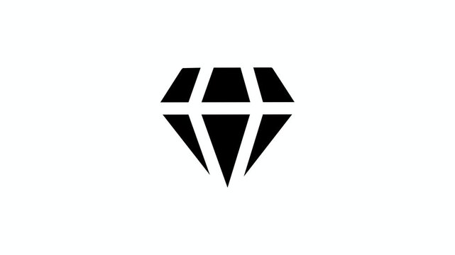 Animated black diamond icon forming and filling on white background
