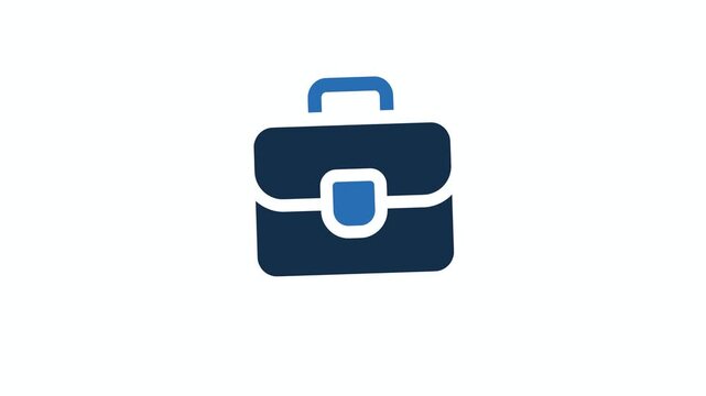 Animated business briefcase icon on white background