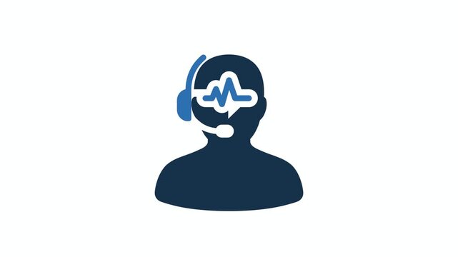 Customer support agent icon with headset and voice wave symbol