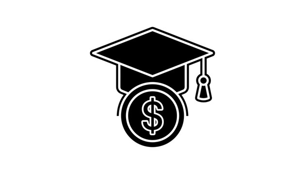 Academic graduation hat and dollar coin vector illustration representing college tuition fees student loan debt and education investment