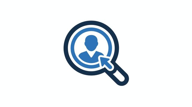 Magnifying glass icon searching and selecting a user profile
