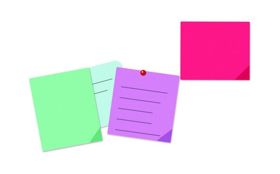 vibrant pink, green, and purple sticky notes are creatively arranged for quick reminders on a transparent background.