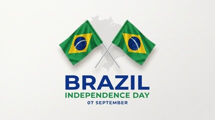 Fototapeta premium Brazil Independence Day poster with national flag diamonds and celebration date 7 September