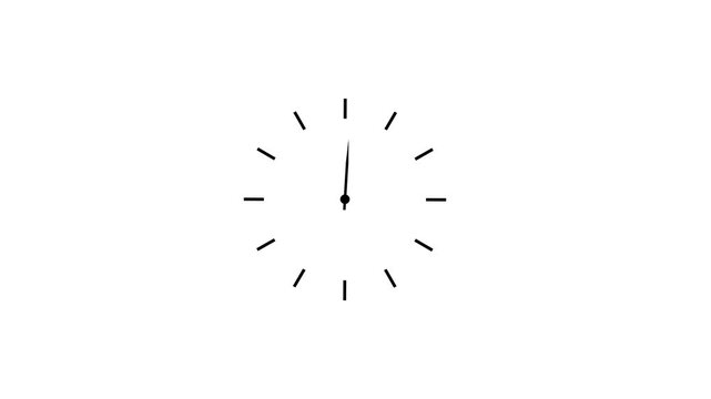 Minimalist analog wall clock face with moving hands isolated on clean white background, for time management, business deadlines, productivity, concepts, and seamless, motion integration projects