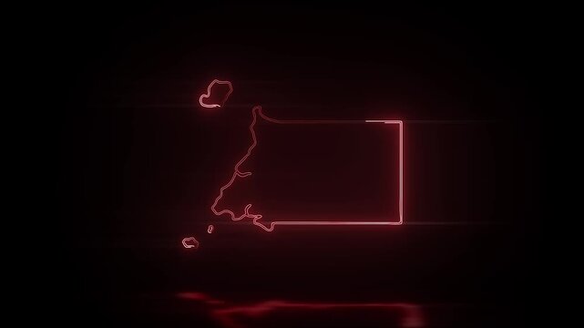 Neon Glowing Equatorial Guinea Map Outline Motion Video Cyberpunk LED Country Border Loop Graphic