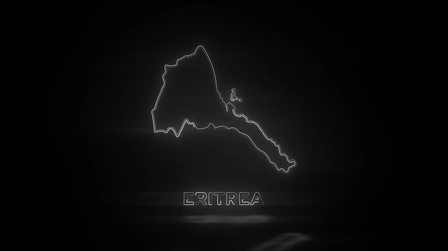 Neon Glowing Eritrea Map Outline Motion Video Cyberpunk LED Country Border Loop Graphic