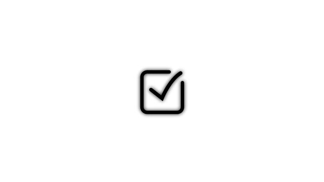 Minimalist animated checkmark inside a square box, smooth motion for user interface digital task completion symbol, style ui for web and app projects