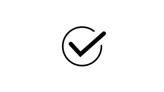 Minimalist animated checkmark inside a circular border for user interface digital confirmation, task completion, success verification, and web application interaction