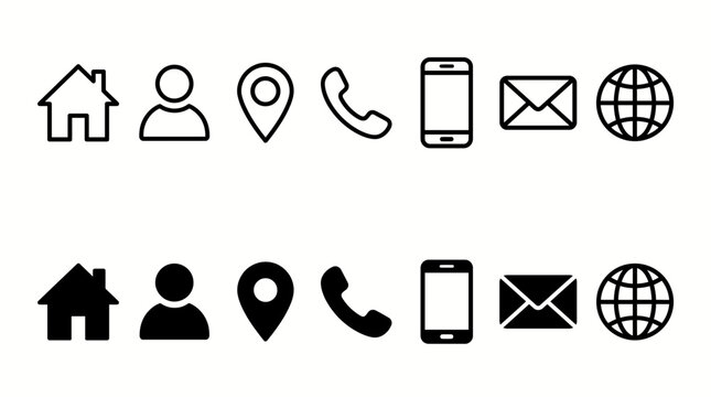 Essential Contact and Navigation Icon Collection
