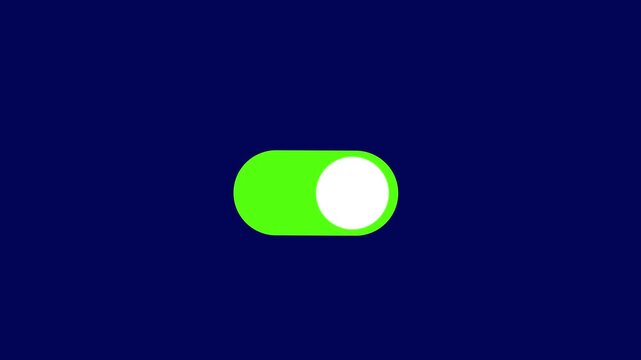 Minimalist digital toggle switch animation featuring smooth on and off transitions on a deep blue background, for modern user, interface mobile app, development, and interactive