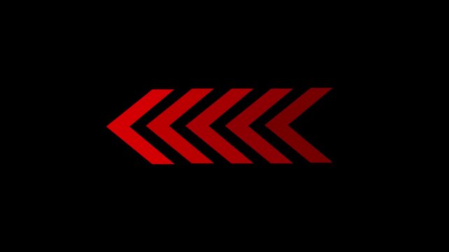 left-directional arrow loop animation. arrows indicate the direction of the overlay video layer. Up to down arrow loop animation on black background. 4k video concept