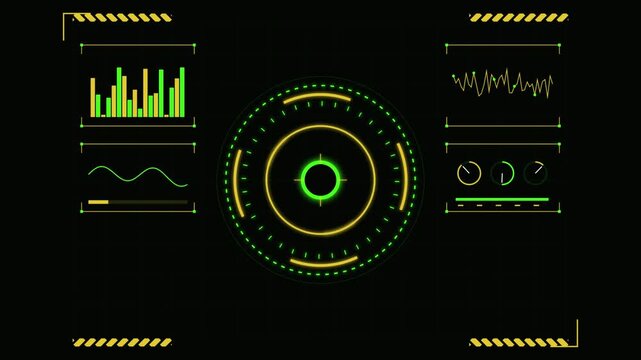 Futuristic digital scanner interface with glowing circular radar screen data overlay.