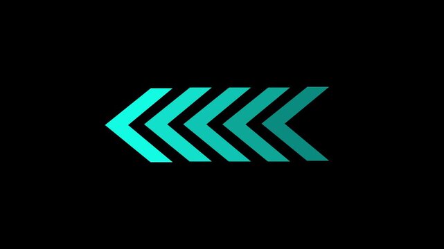 left-directional arrow loop animation. arrows indicate the direction of the overlay video layer. Up to down arrow loop animation on black background. 4k video concept