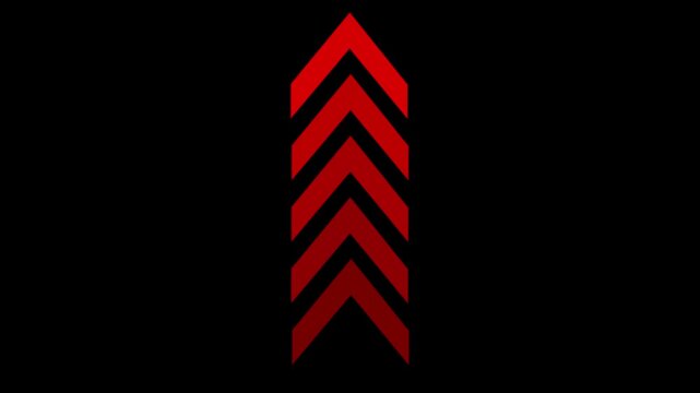 up-directional arrow loop animation. arrows indicate the direction of the overlay video layer. Up to down arrow loop animation on black background. 4k video concept