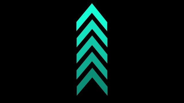 up-directional arrow loop animation. arrows indicate the direction of the overlay video layer. Up to down arrow loop animation on black background. 4k video concept