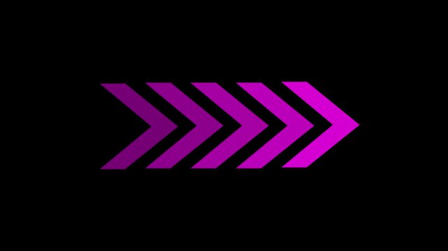 right-directional arrow loop animation. arrows indicate the direction of the overlay video layer. Up to down arrow loop animation on black background. 4k video concept