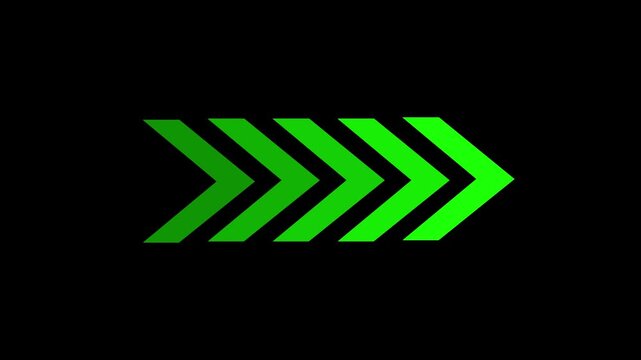 right-directional arrow loop animation. arrows indicate the direction of the overlay video layer. Up to down arrow loop animation on black background. 4k video concept