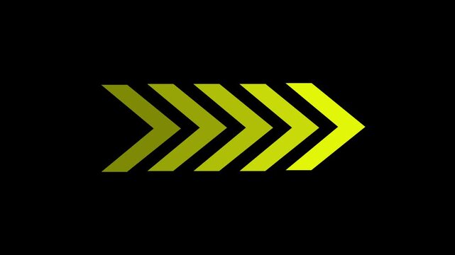 right-directional arrow loop animation. arrows indicate the direction of the overlay video layer. Up to down arrow loop animation on black background. 4k video concept